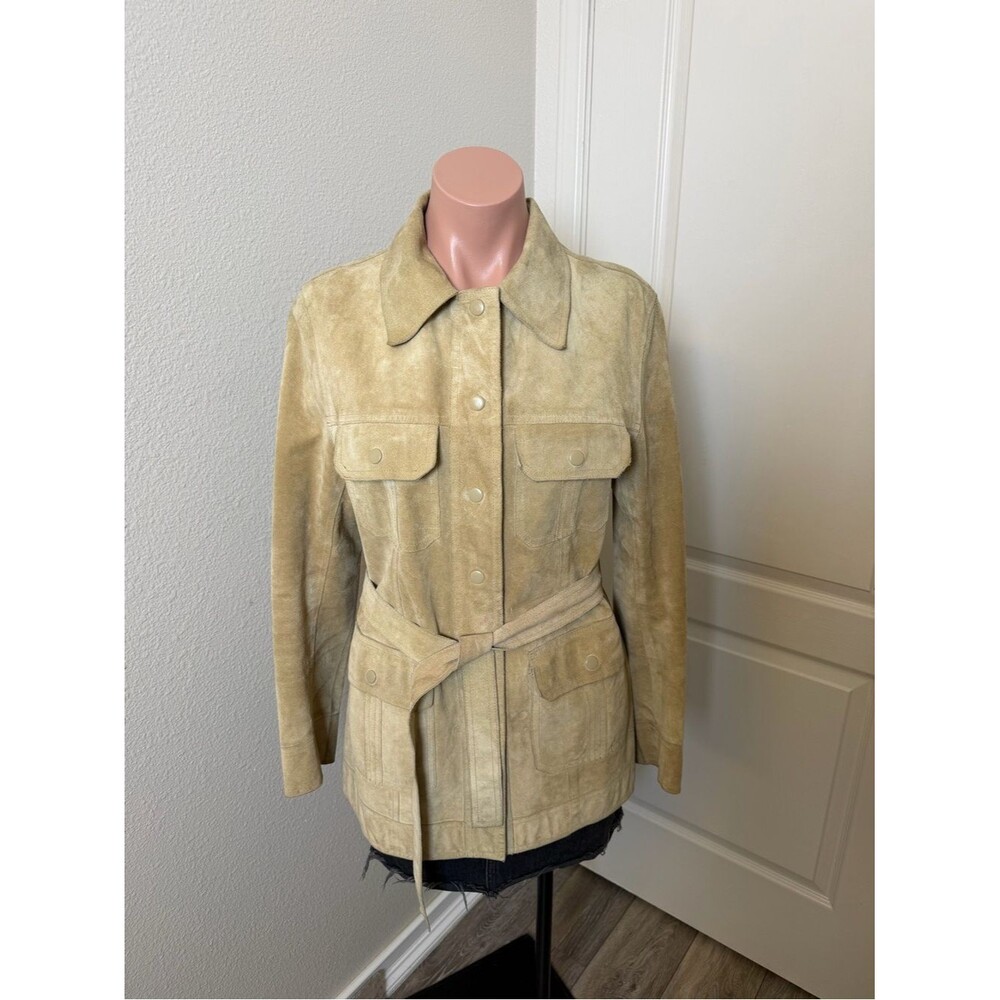 VTG Rogue Beige Suede Belted Jacket Sz M